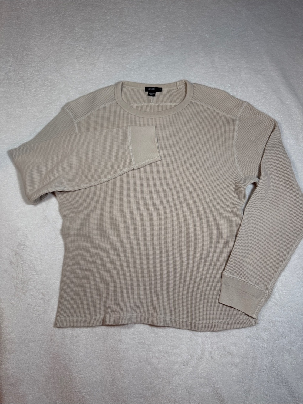 J. Crew Men’s Light Beige Waffle Crewneck long sleeve thermal shirt